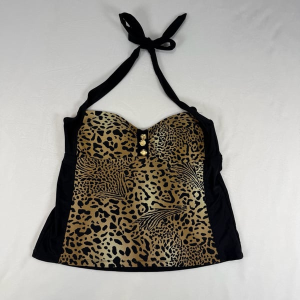 Catalina Halter Tankini Top Size M 34/36 B/C Animal Print