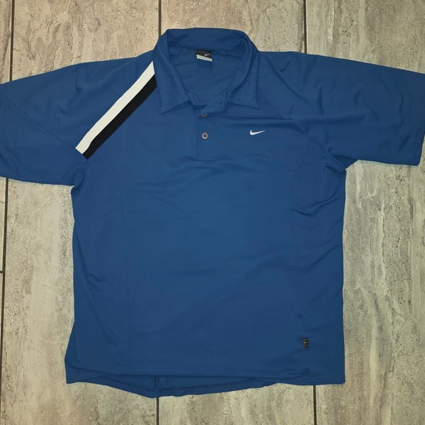 Nike Sphere Dry Tennis Polo Size L Blue Short Sleeve