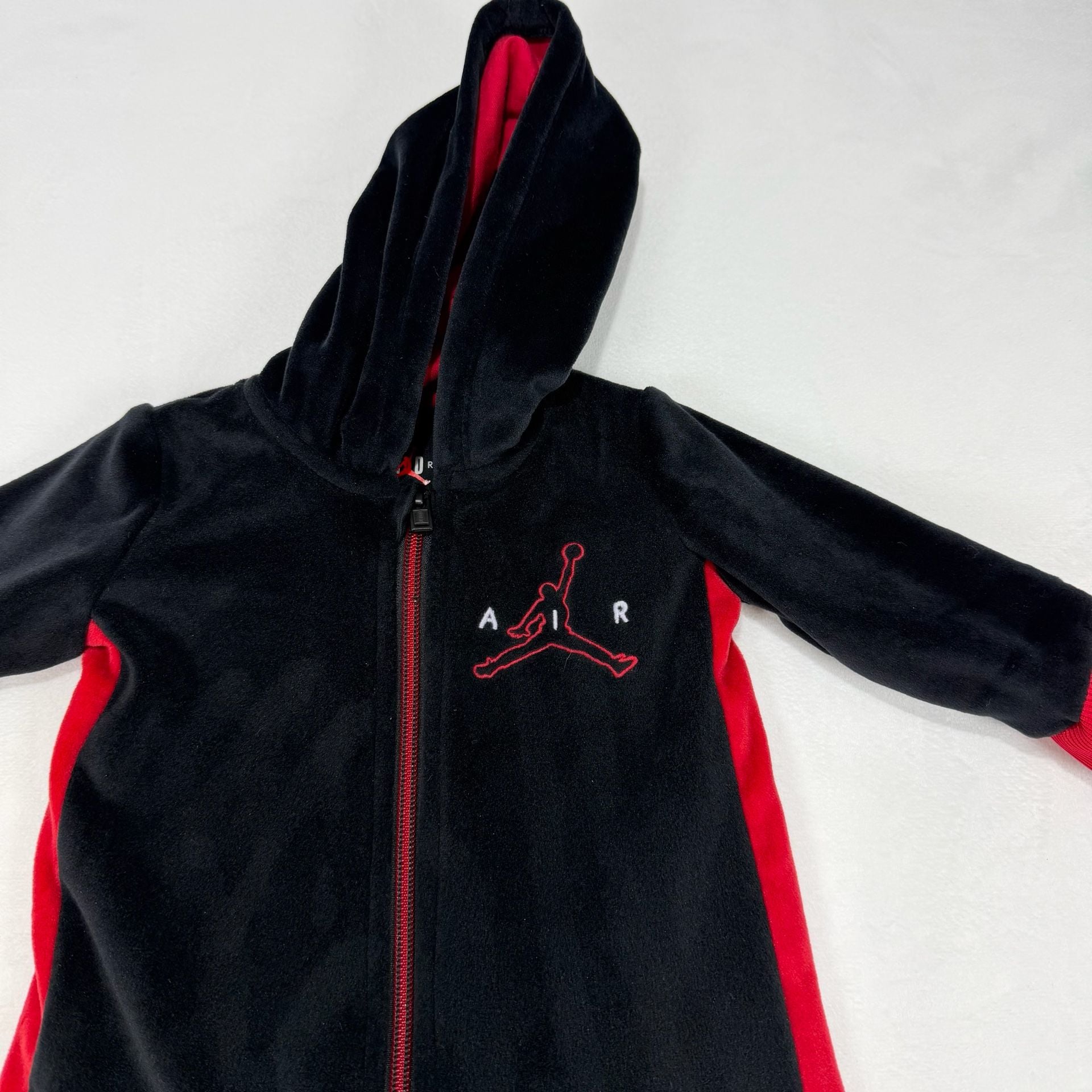 Jordan Velour Full Zip Coverall Size 6M Black Red 5