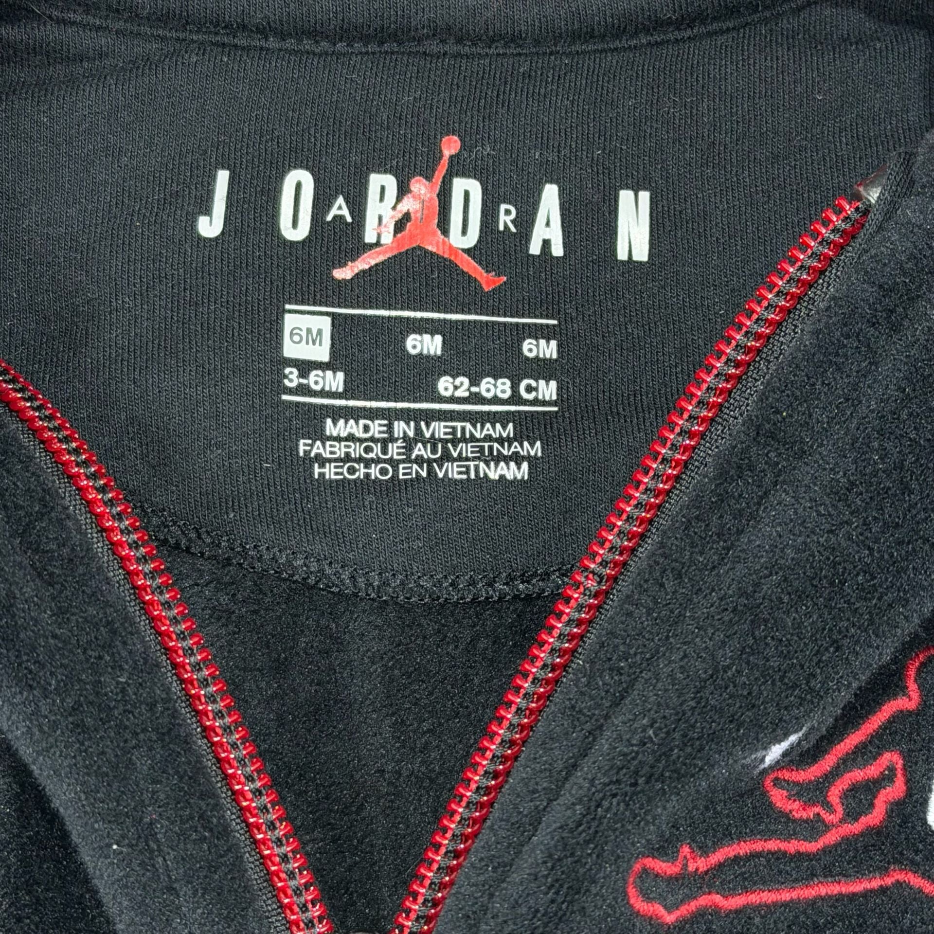 Jordan Velour Full Zip Coverall Size 6M Black Red 6