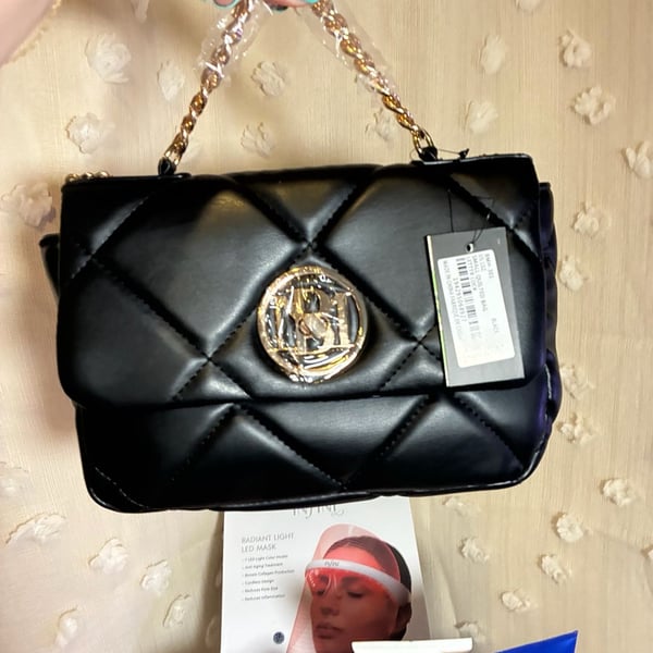 Studio Badgley Mischka Small Quilted Bag Black Letter Lock