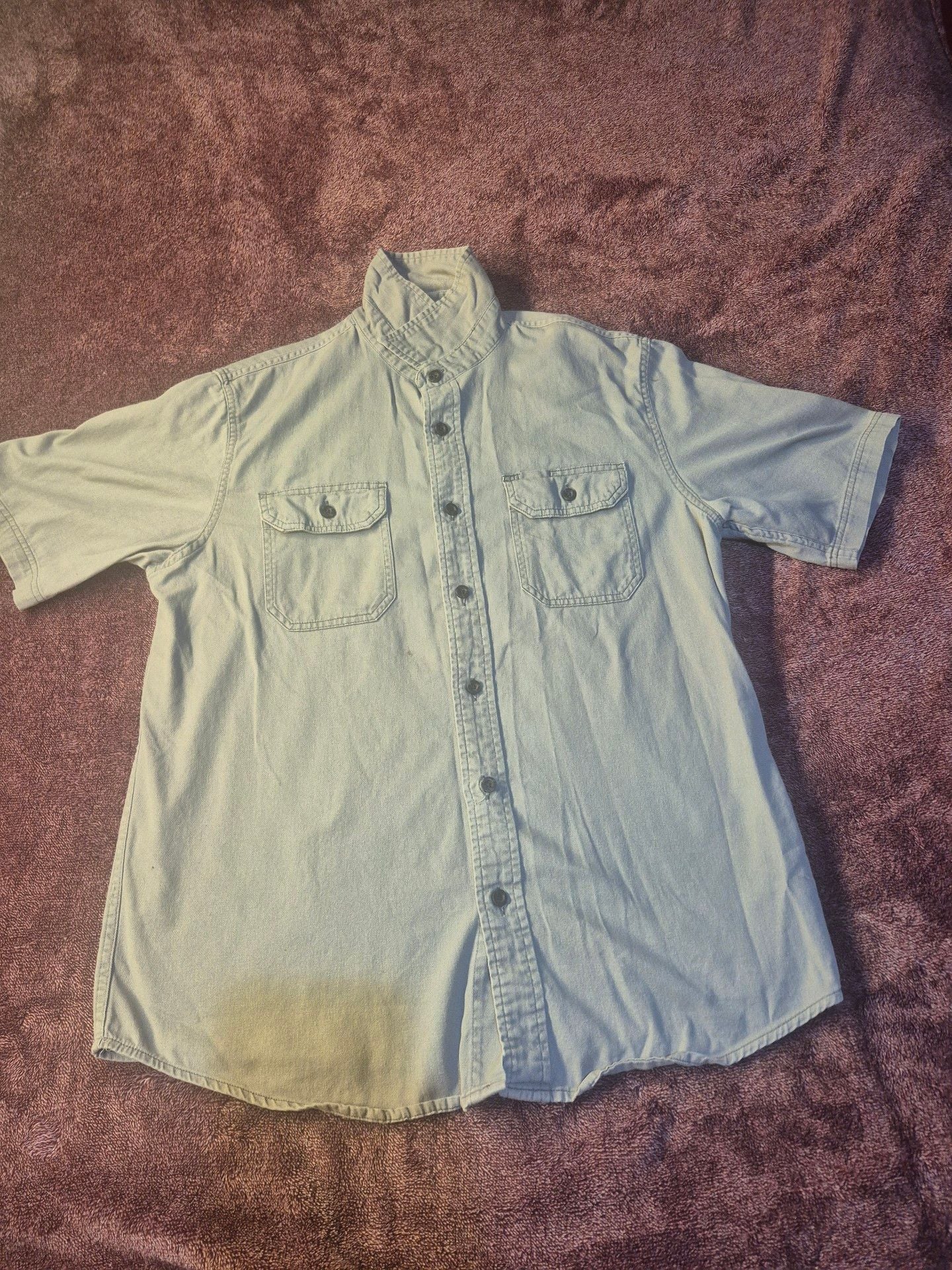 Wrangler Short Sleeve Button Down Shirt Gray Cotton 2