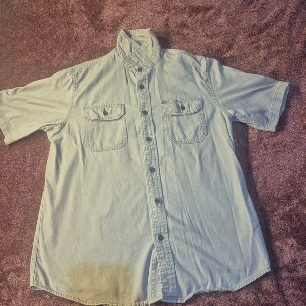 Wrangler Short Sleeve Button Down Shirt Gray Cotton