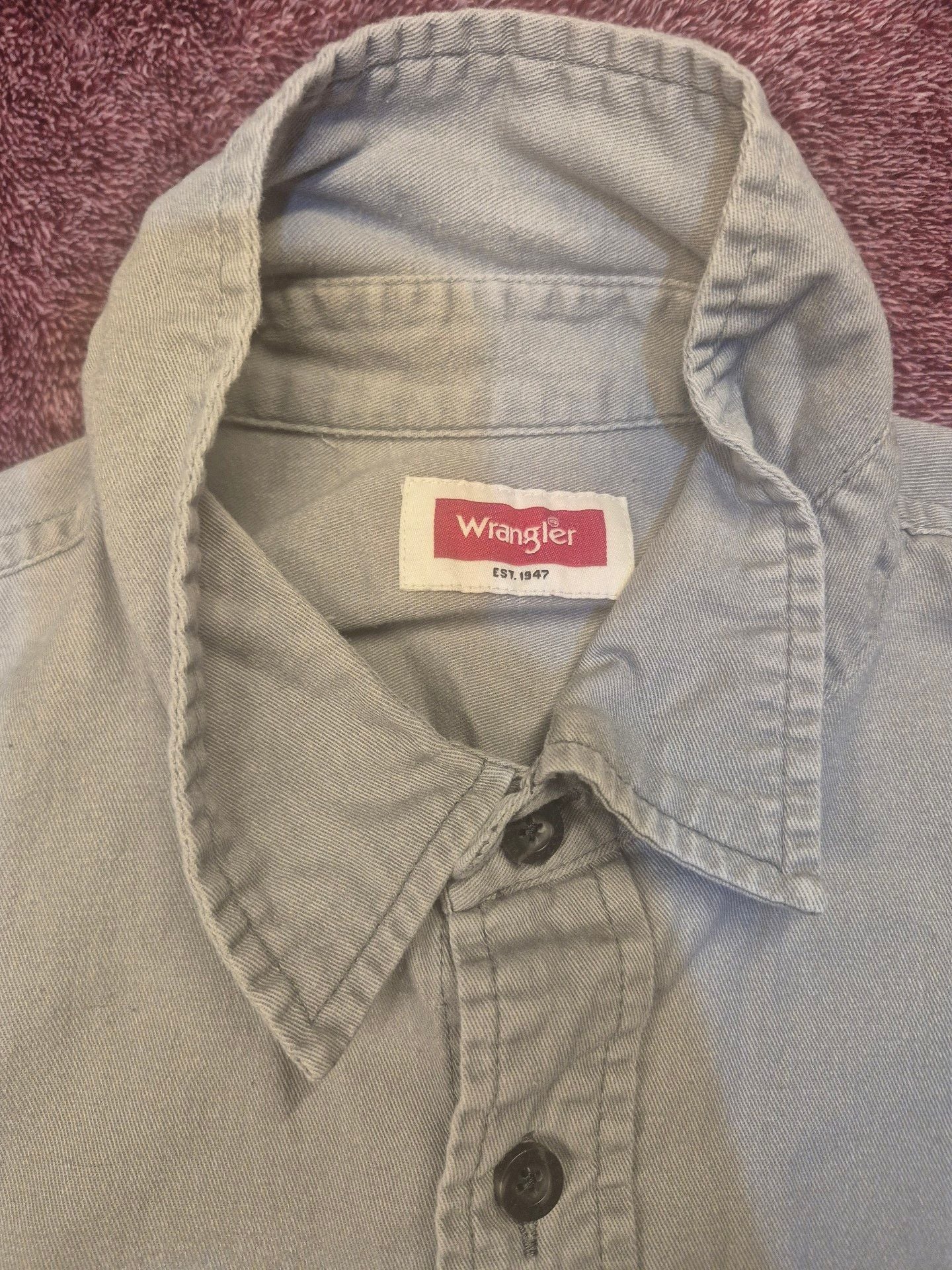 Wrangler Short Sleeve Button Down Shirt Gray Cotton 3