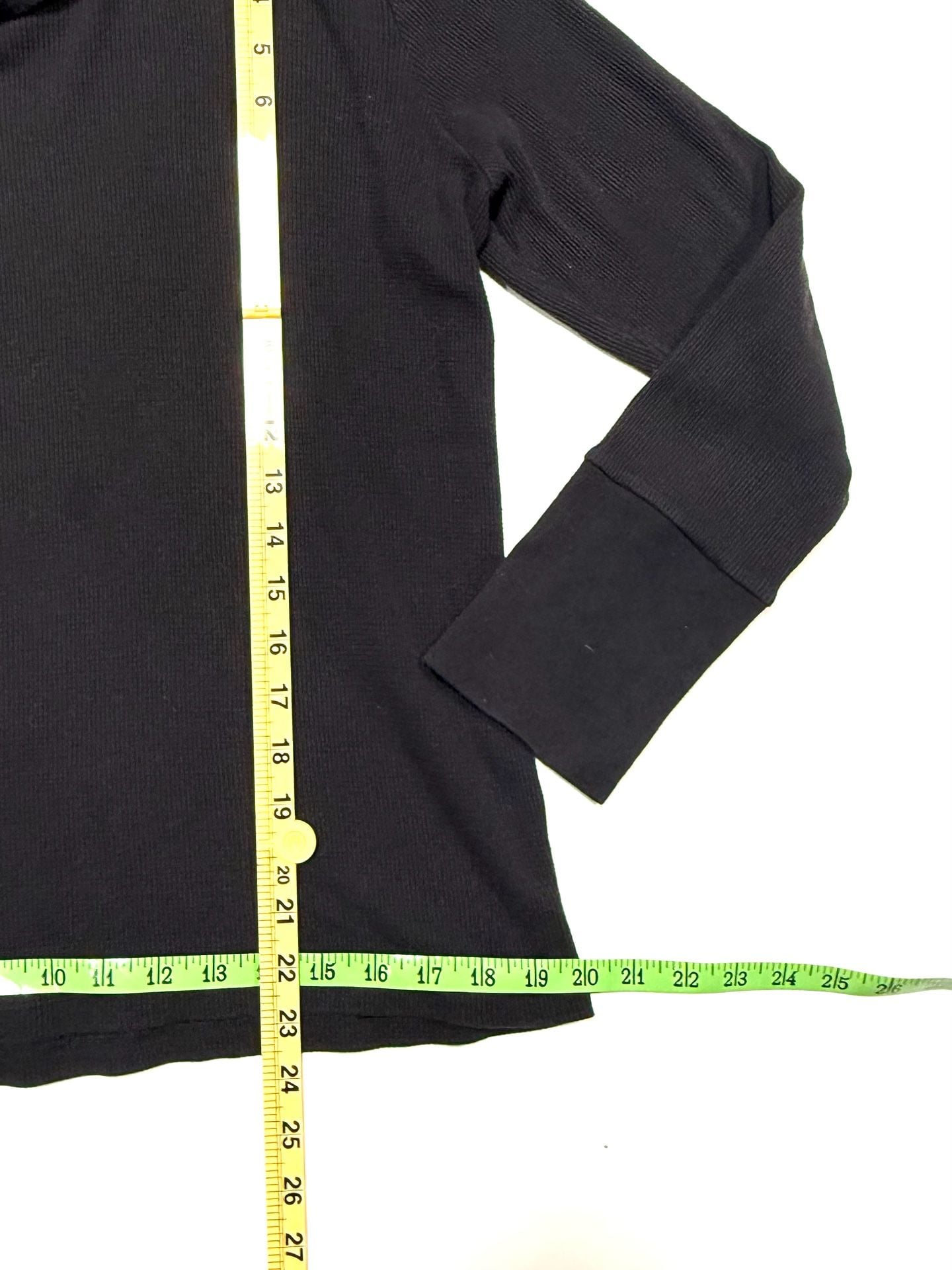 Tommy Hilfiger Women's Top XL Preppy Old Money Y2K Americana Quiet Luxury Black Waffle Knit Cowl Neck Side Zip Long Sleeve Thermal Cotton Blend Wide Cuff 4