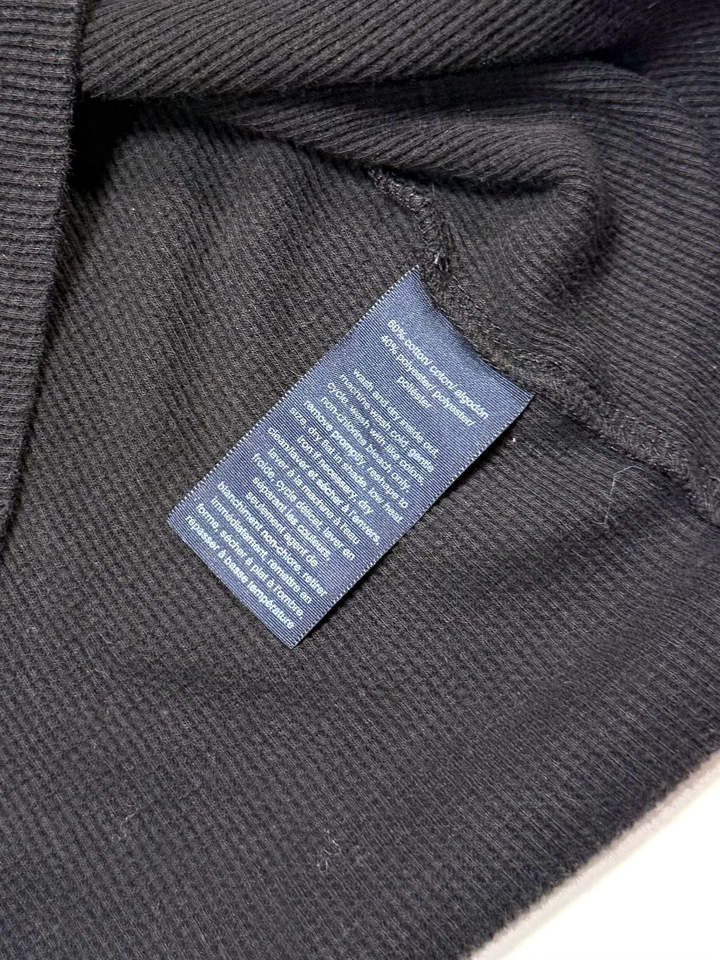Tommy Hilfiger Women's Top XL Preppy Old Money Y2K Americana Quiet Luxury Black Waffle Knit Cowl Neck Side Zip Long Sleeve Thermal Cotton Blend Wide Cuff 8