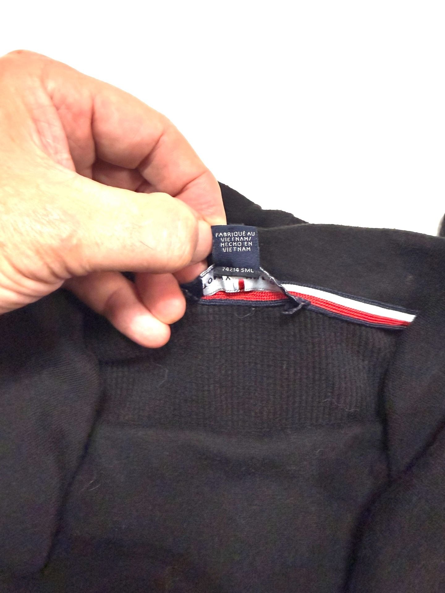 Tommy Hilfiger Women's Top XL Preppy Old Money Y2K Americana Quiet Luxury Black Waffle Knit Cowl Neck Side Zip Long Sleeve Thermal Cotton Blend Wide Cuff 10