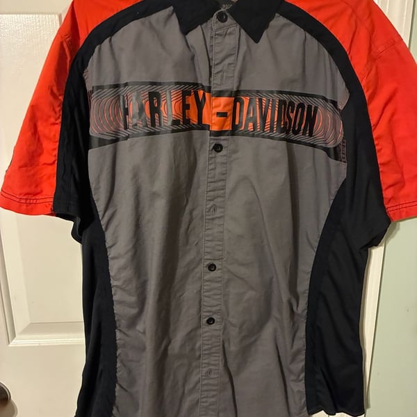 Harley Davidson Harley-Davidson Denim Shirt Slim Fit XL Blue Button-Up Long Sleeve Casual Workwear