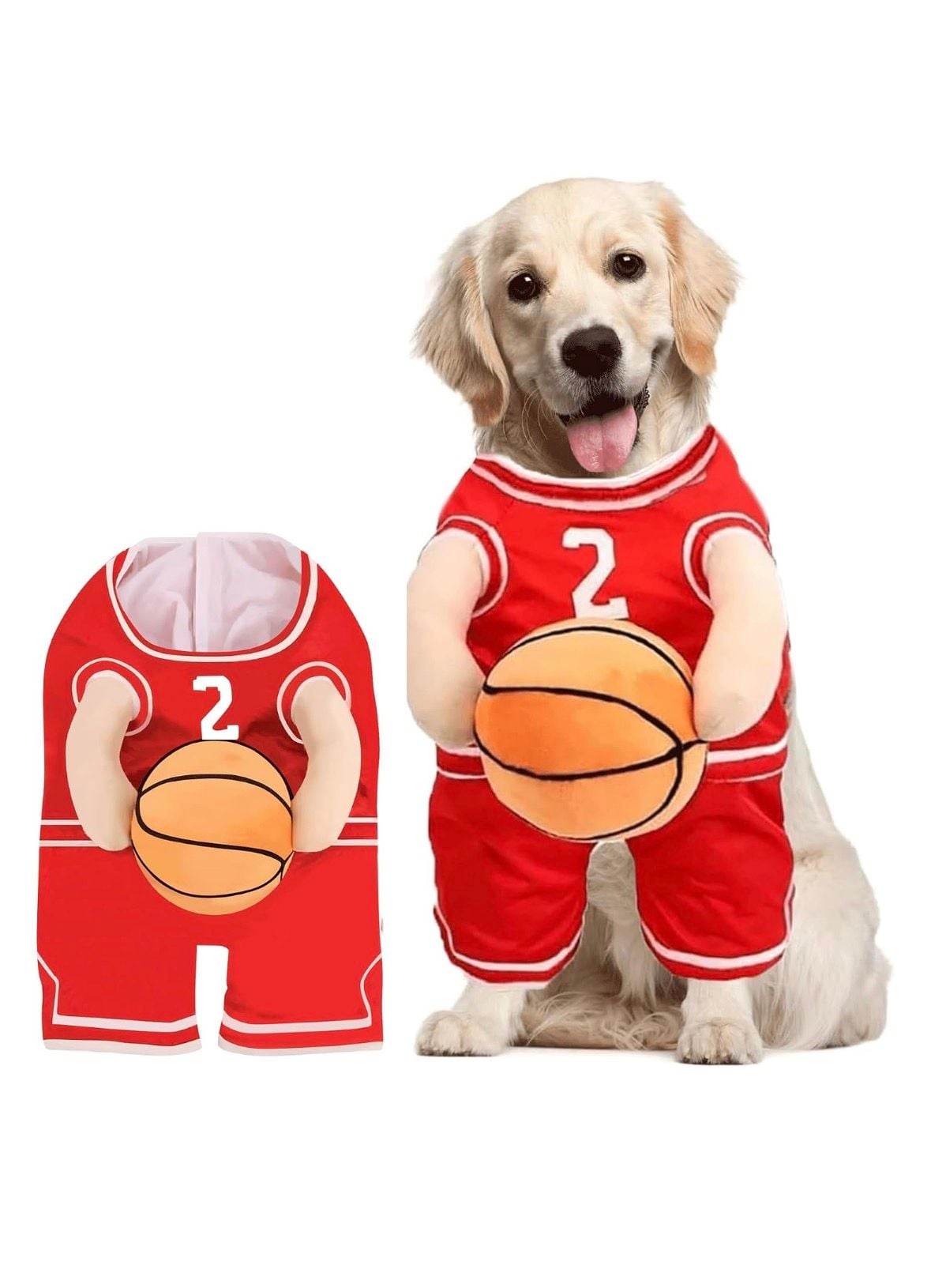 Dog Basketball Costume Red Sports Outfit With Ball Medium 1