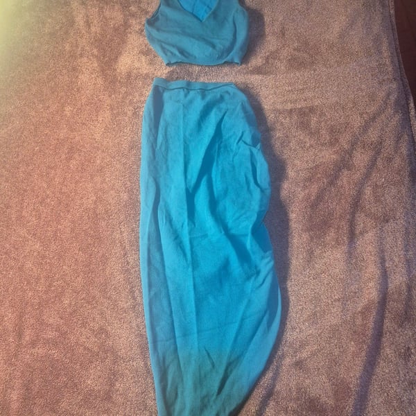 HERA Collection 2-Piece Set Size S Blue Knit Crop Top And Maxi Skirt