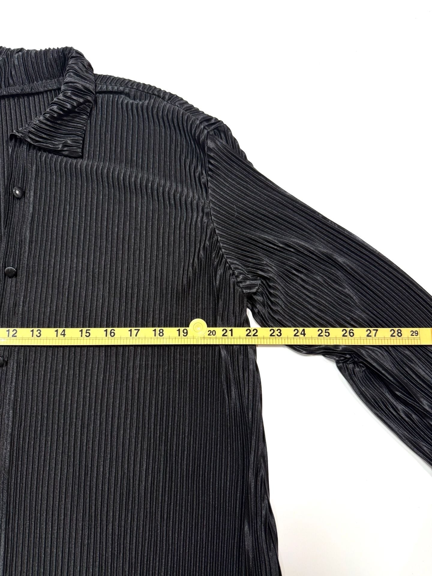 Women's Blouse XL Whimsigoth Witchy Indie Vanguard Quiet Luxury Dark Academia Y2K Black Pleated Plisse Crinkle Button Up Long Sleeve Collared Stretch Top 5
