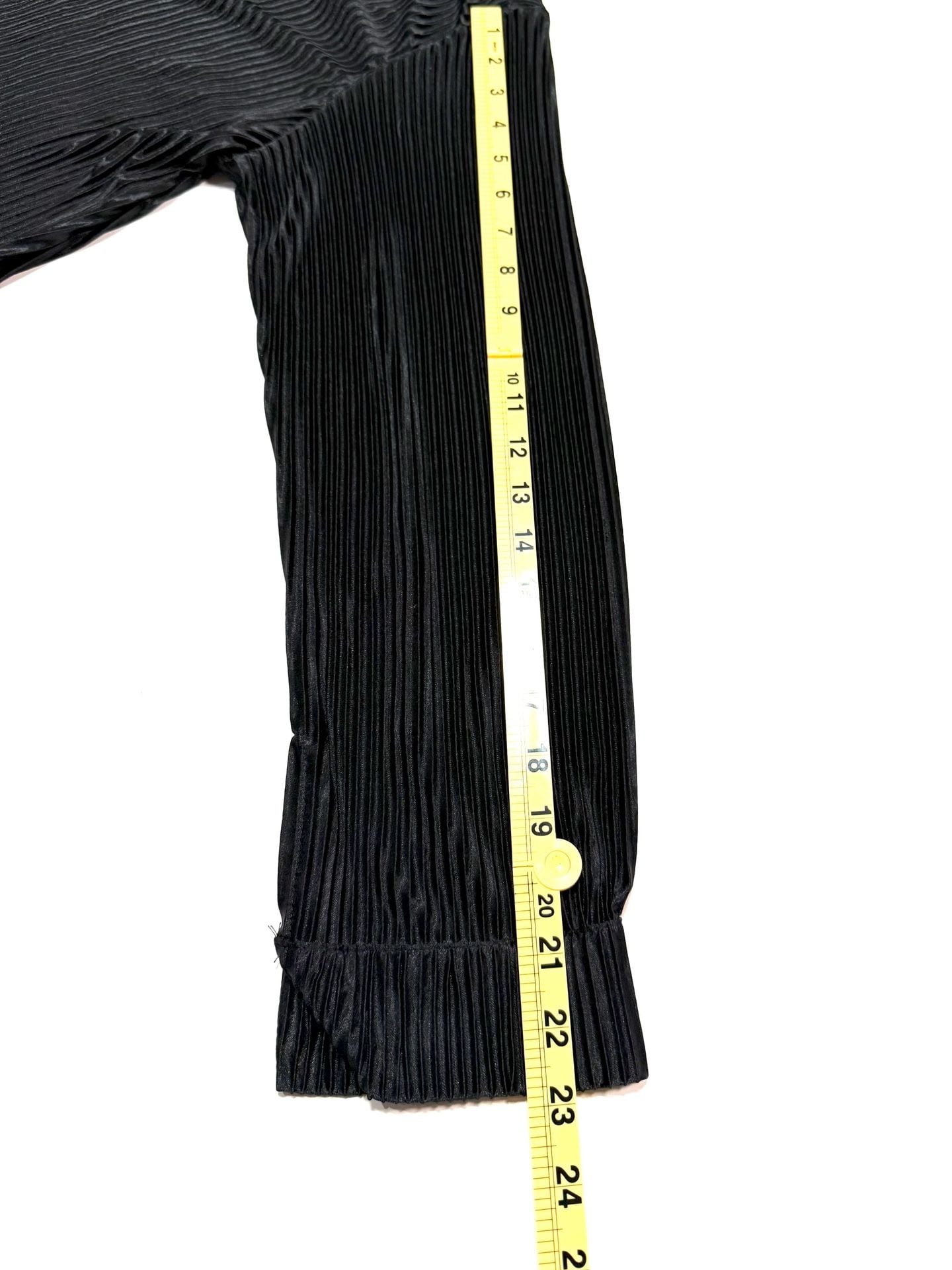 Women's Blouse XL Whimsigoth Witchy Indie Vanguard Quiet Luxury Dark Academia Y2K Black Pleated Plisse Crinkle Button Up Long Sleeve Collared Stretch Top 6