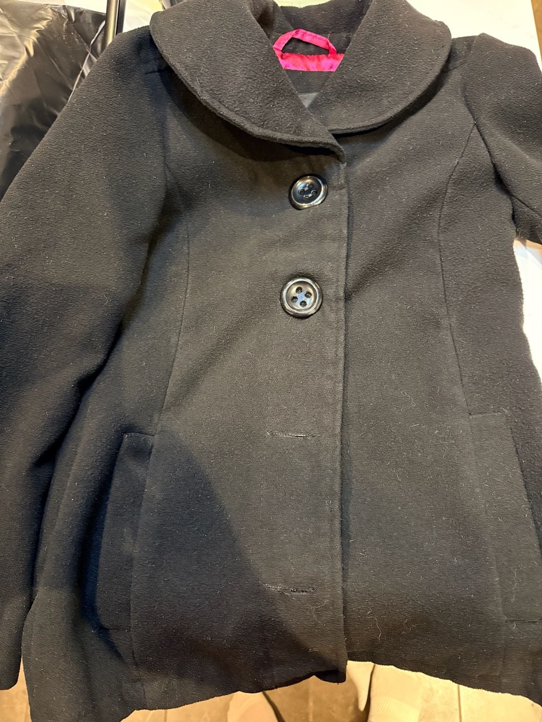 Me Jane Girls Gray Pea Coat Size 10/12 | Red Satin Lining (171) 6