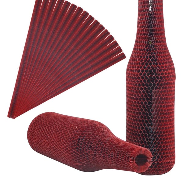 Honeycomb Paper Wine Bottle Protector 12 Pack Red