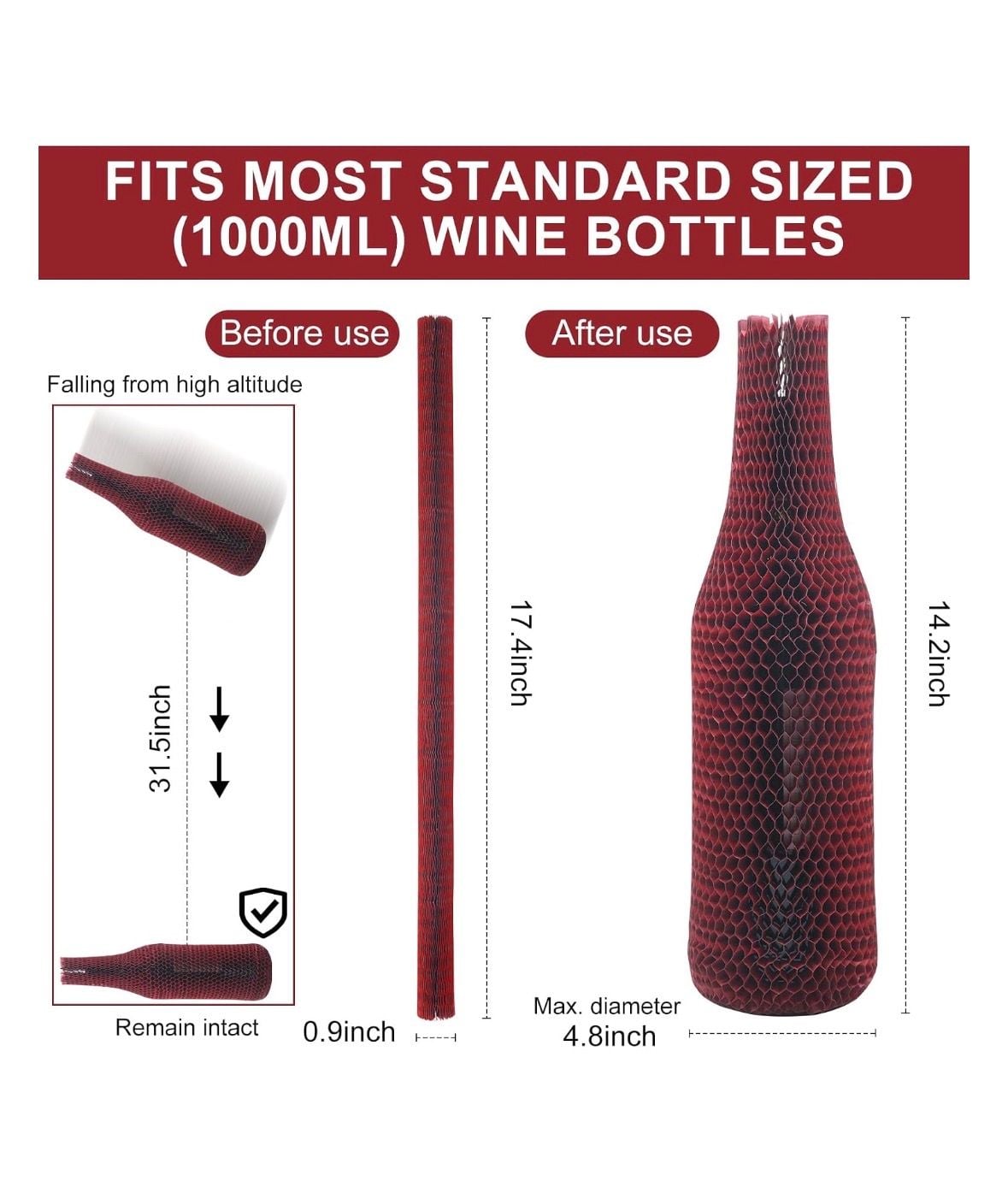 Honeycomb Paper Wine Bottle Protector 12 Pack Red 2