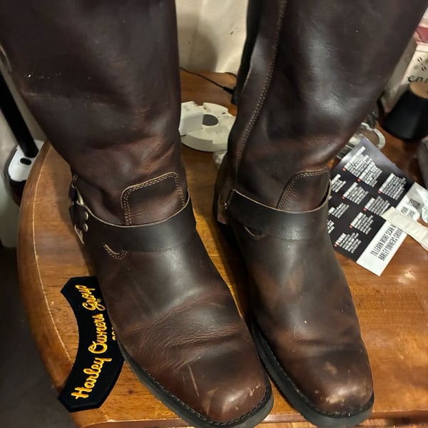 Unisex Real Leather Hi Biker Boots Rock Punk Grinders Buckle Cowboy Riding