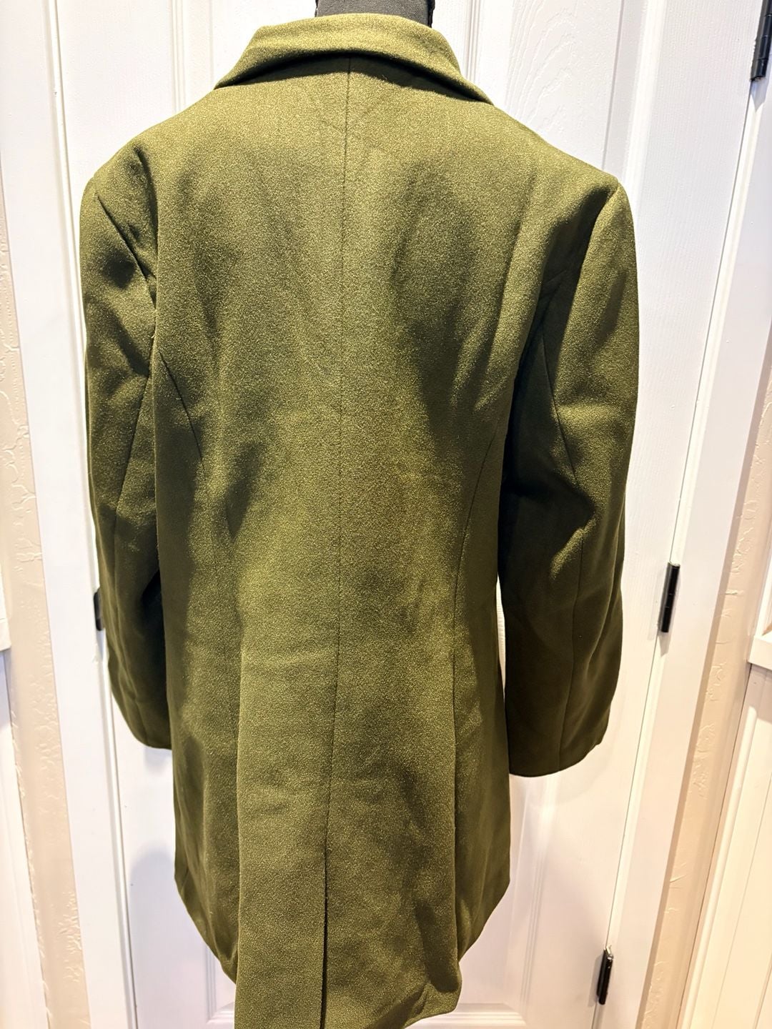 Allegra K Olive Green Trench Coat | Women’s L | Structured Pea Coat (103) 7