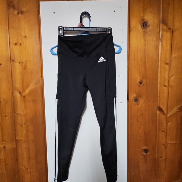 (535) Adidas Leggings Size S Black White Aeroready
