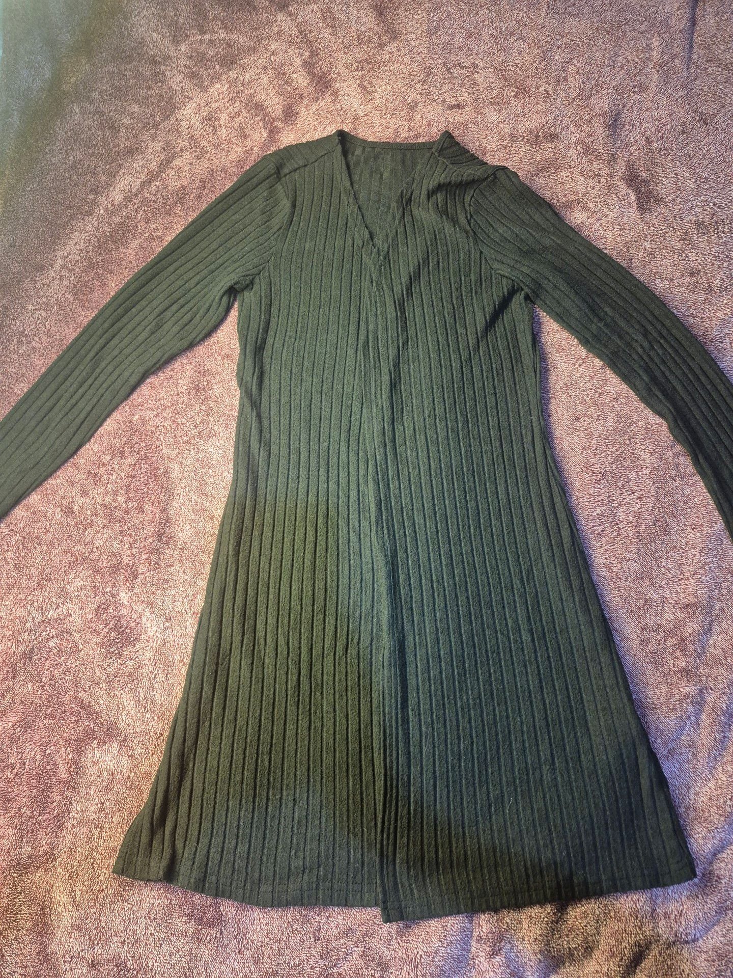 Unbranded Ribbed Long Sleeve Mini Dress Black 2 pc. 2