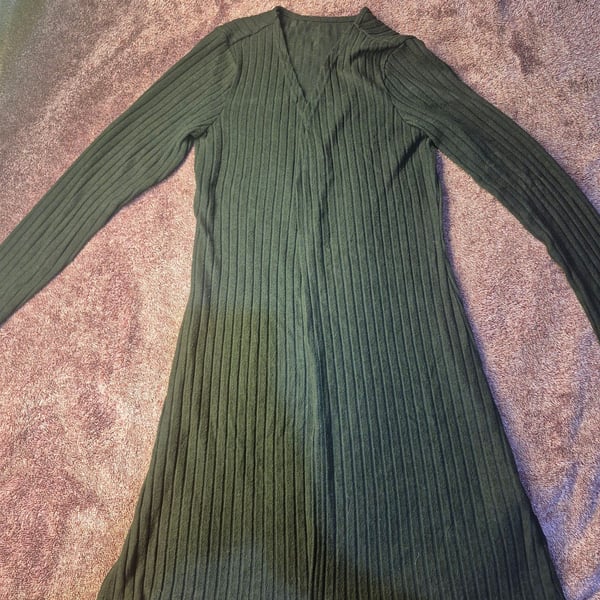 Unbranded Ribbed Long Sleeve Mini Dress Black 2 pc.