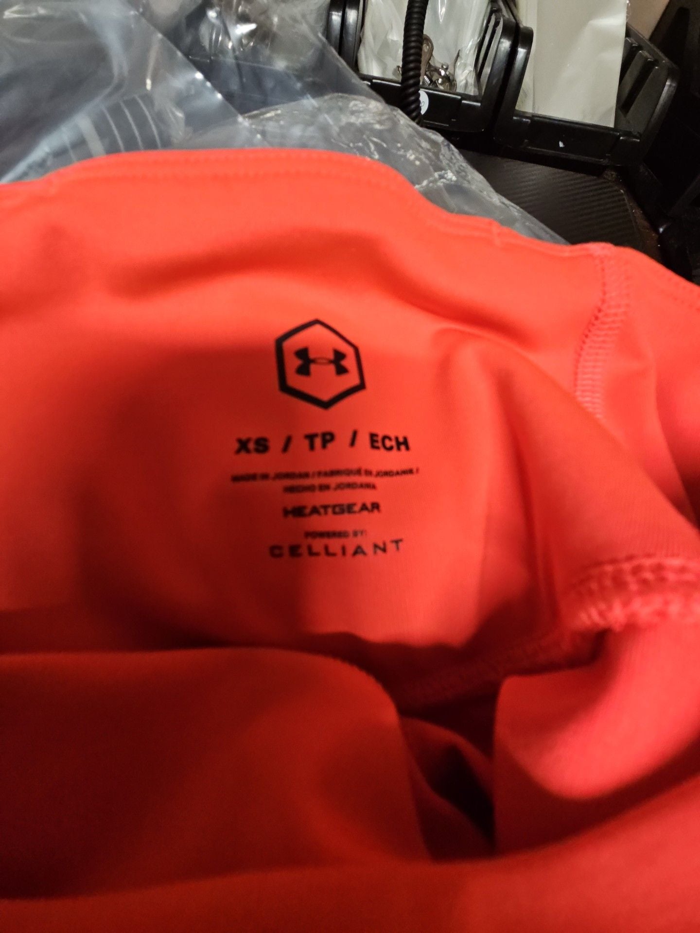 (543) Under Armour Rush Embossed Shine Leggings Orange 15