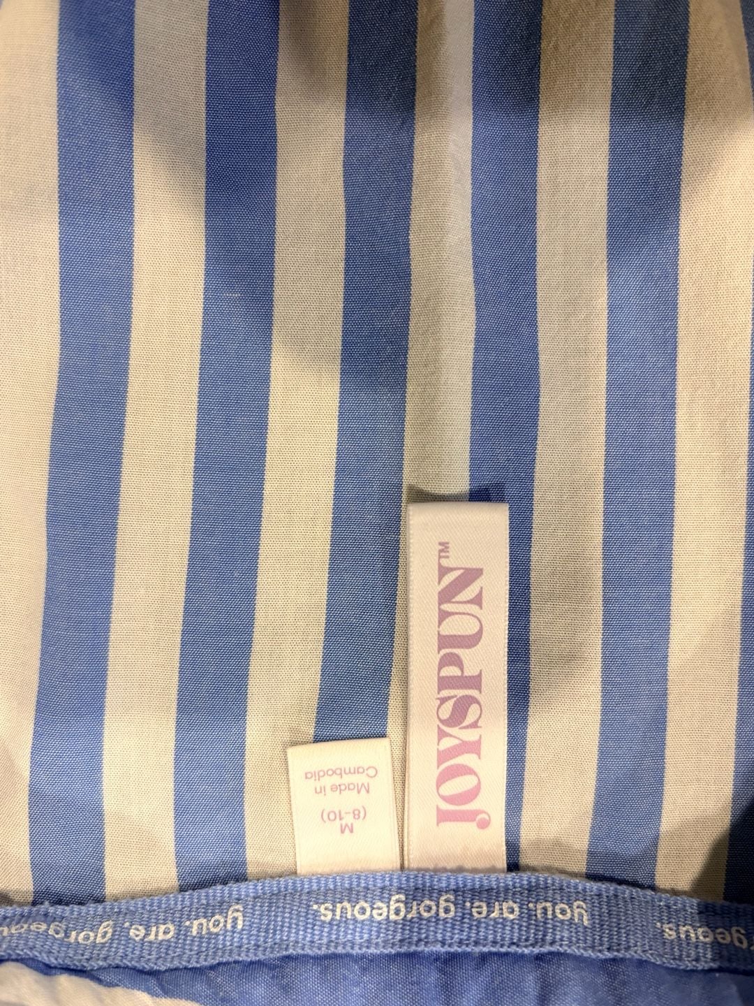 Joyspun Woven Long Sleeve Button Front Sleepshirt Size M Blue Striped (173) 5