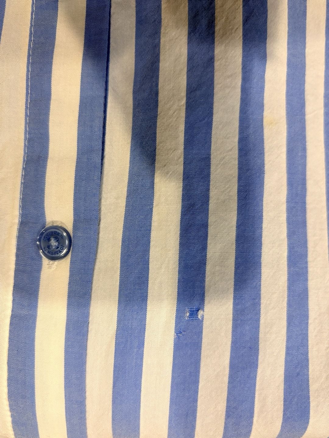 Joyspun Woven Long Sleeve Button Front Sleepshirt Size M Blue Striped (173) 6