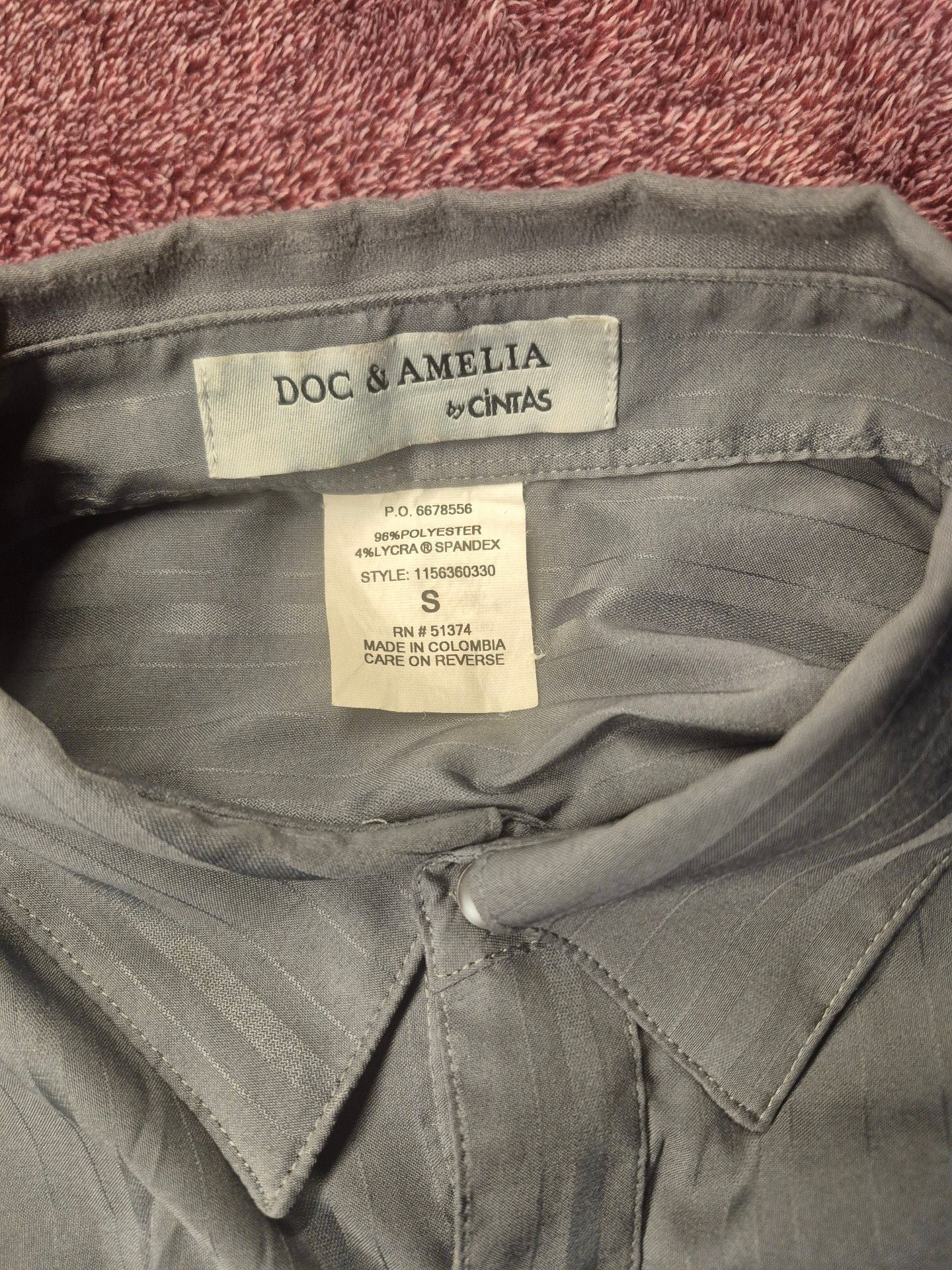 Doc & Amelia by Cintas Long Sleeve Button Down Shirt Size S Gray Stripe 4