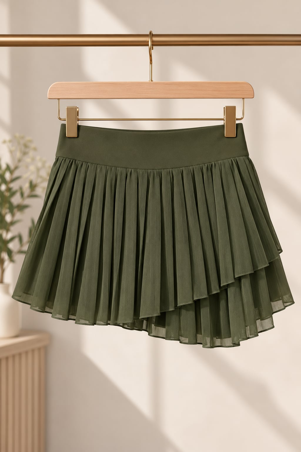 Aoudery Pleated Skort Size L Green Athletic Tennis Golf Mini Skirt 1
