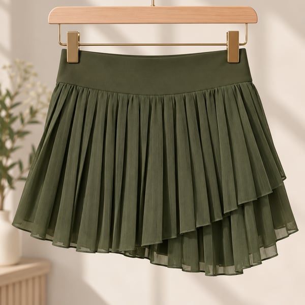Aoudery Pleated Skort Size L Green Athletic Tennis Golf Mini Skirt