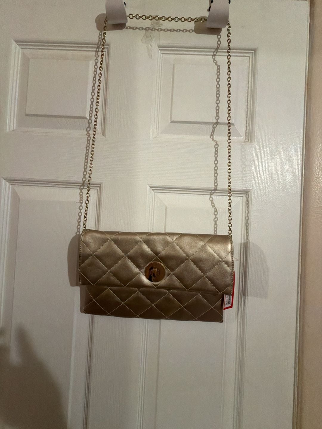 Kelly & Katie Chloe Convertible Crossbody Gold Quilted Clutch Bag 2