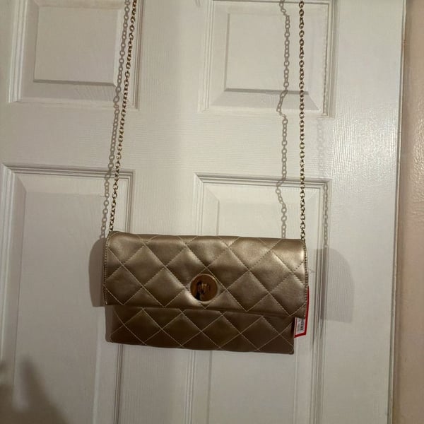 Kelly & Katie Chloe Convertible Crossbody Gold Quilted Clutch Bag