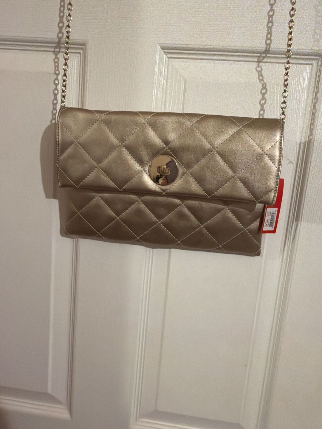 Kelly & Katie Chloe Convertible Crossbody Gold Quilted Clutch Bag 3