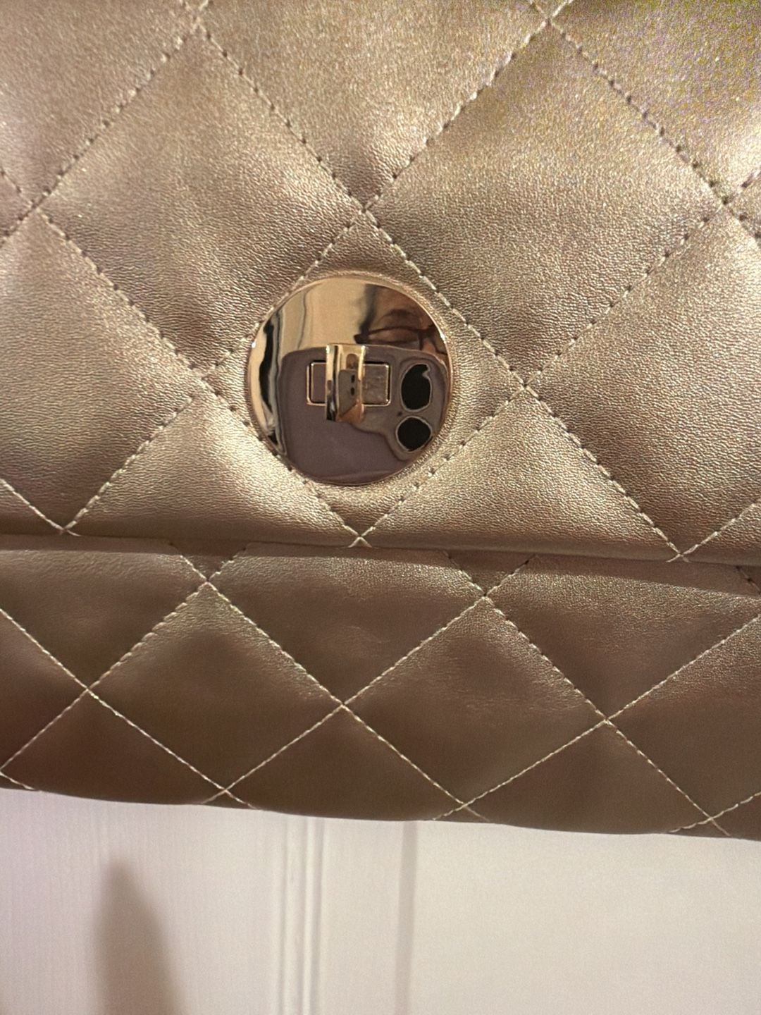 Kelly & Katie Chloe Convertible Crossbody Gold Quilted Clutch Bag 4