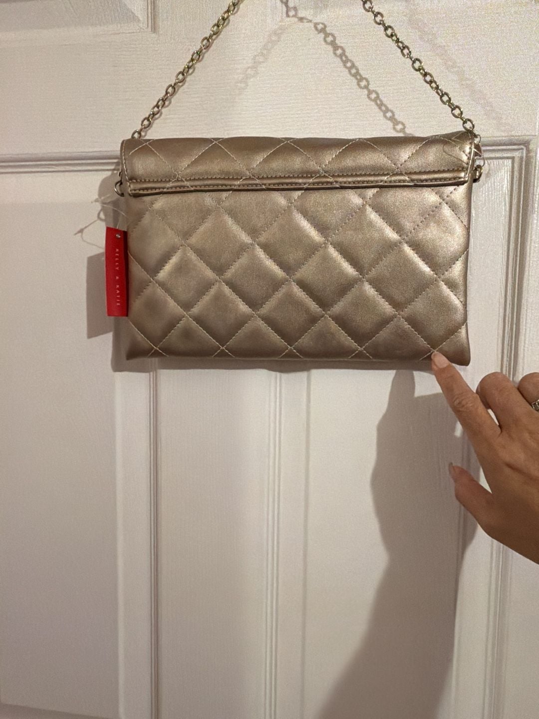 Kelly & Katie Chloe Convertible Crossbody Gold Quilted Clutch Bag 8