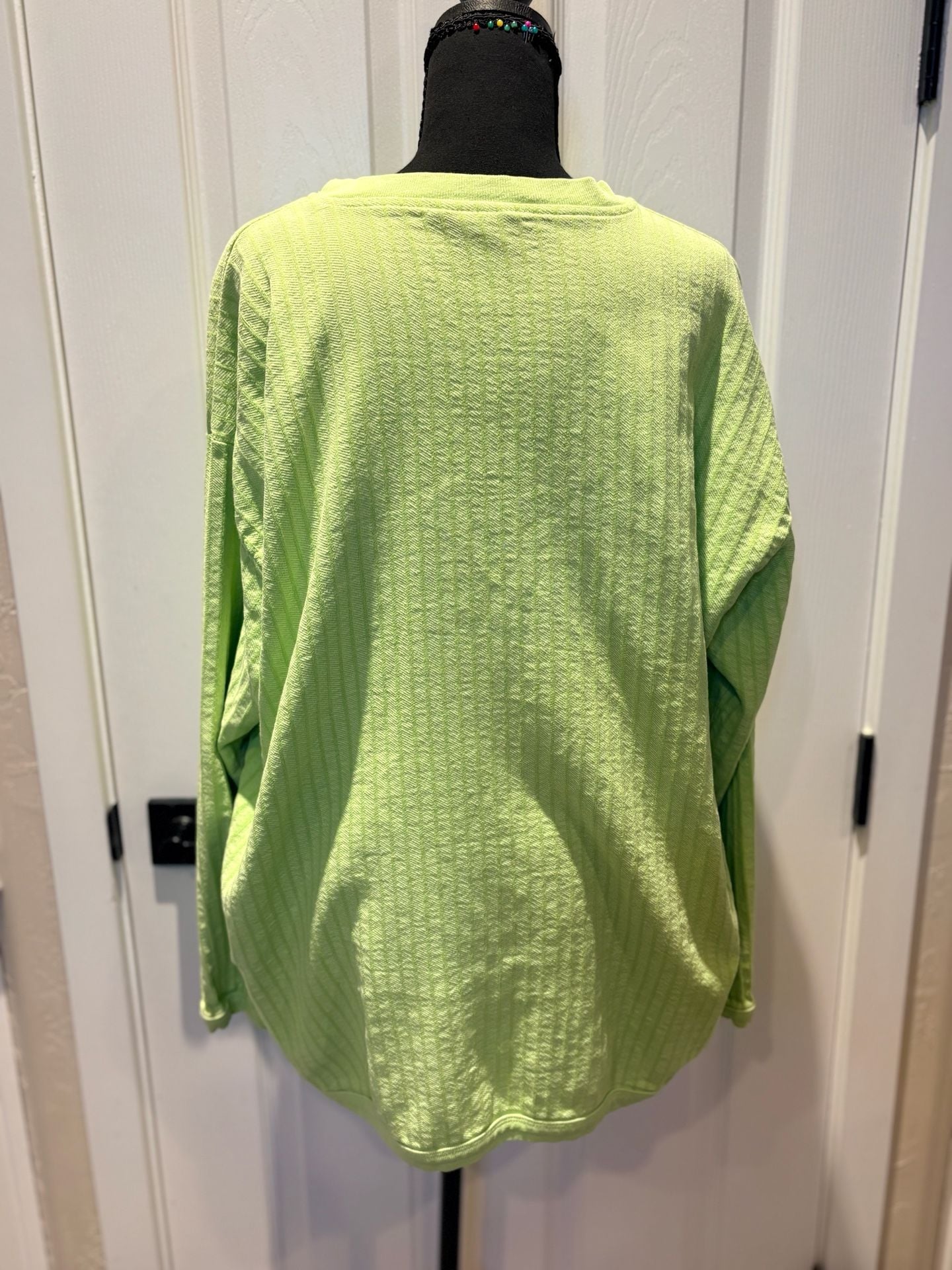 Vintage 90s Carolina Clothing Co Lime Green Textured Pullover Made USA L (176) 3