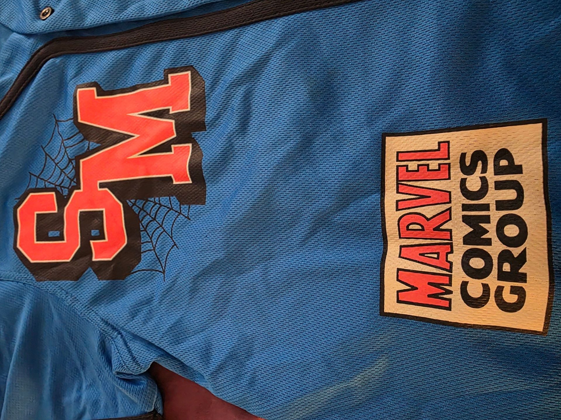 Marvel Spider-Man Baseball Jersey Size M Blue Graphic Button Up 2