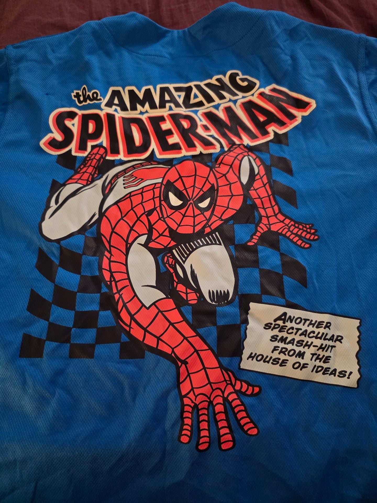 Marvel Spider-Man Baseball Jersey Size M Blue Graphic Button Up 5