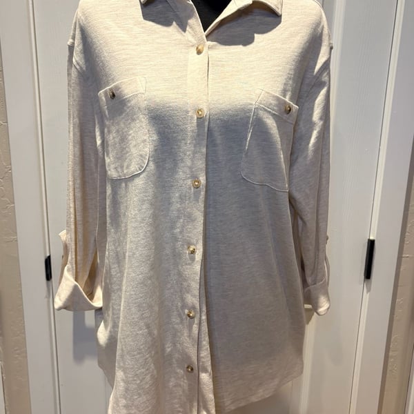 Sonoma Goods For Life Size M Button Down Shirt Beige (178)