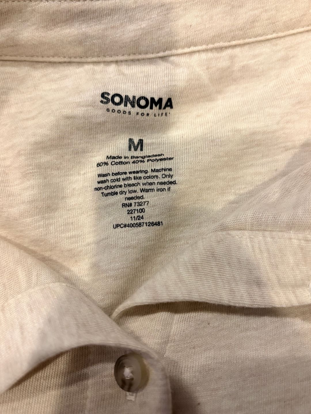 Sonoma Goods For Life Size M Button Down Shirt Beige (178) 4