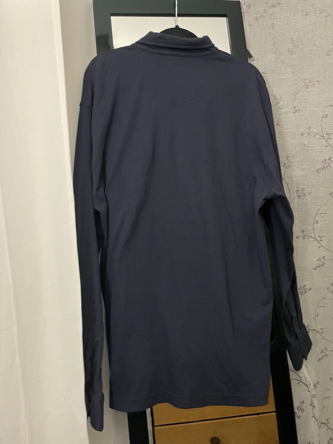Van Heusen Button Down Shirt Size XL Navy Blue Embroidered Panel 9