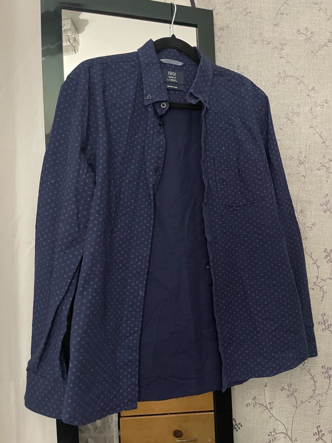 1901 Regular Fit Long Sleeve Shirt Size L Fairview Wash Blue Micro Dot 3