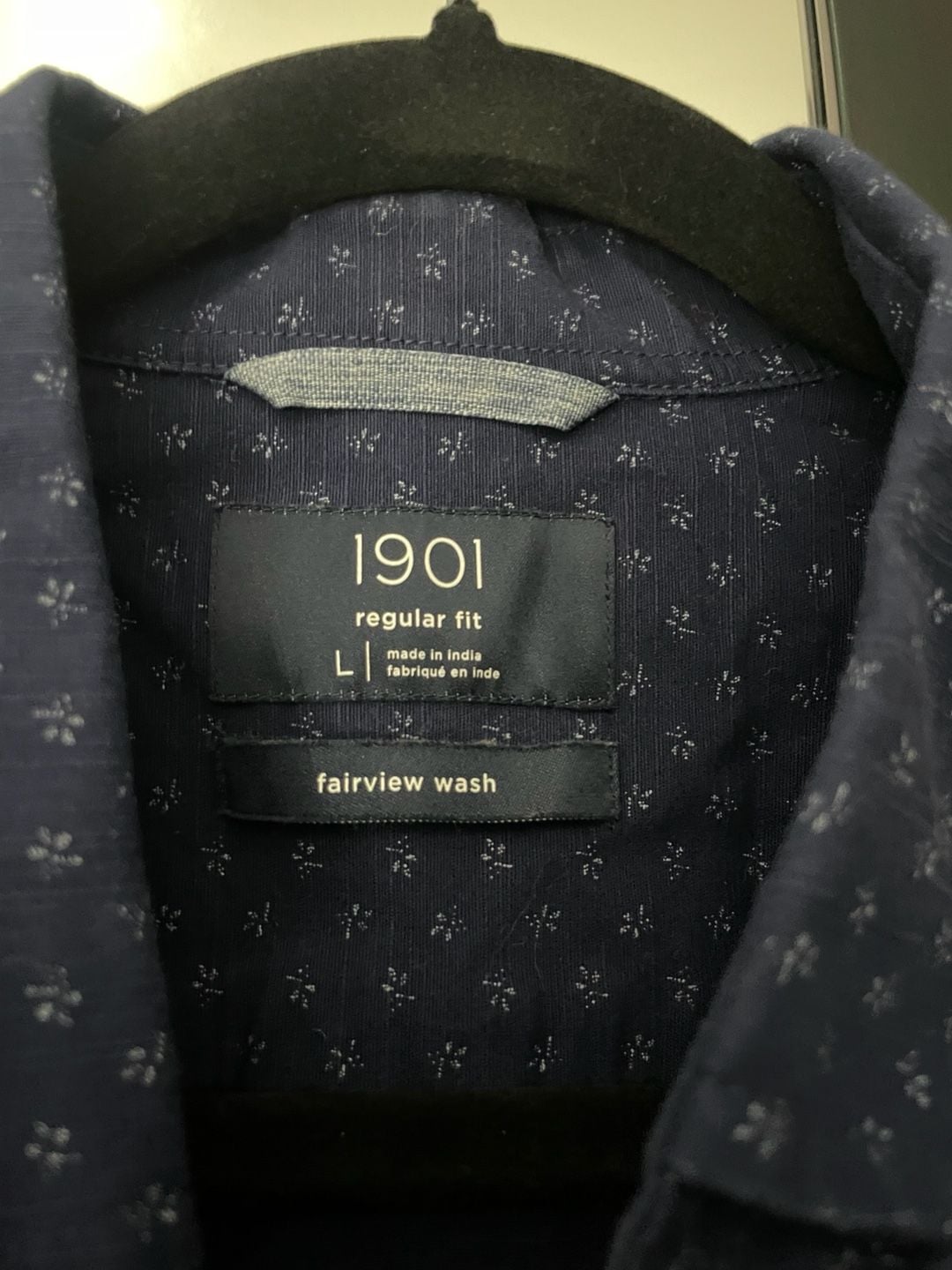 1901 Regular Fit Long Sleeve Shirt Size L Fairview Wash Blue Micro Dot 4