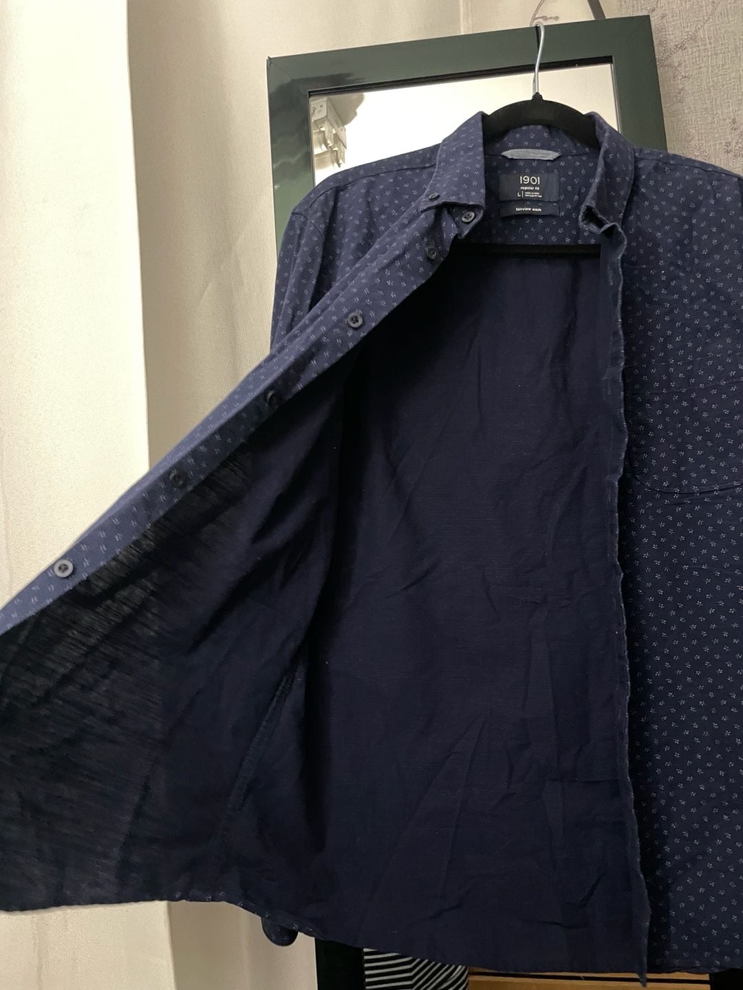 1901 Regular Fit Long Sleeve Shirt Size L Fairview Wash Blue Micro Dot 6