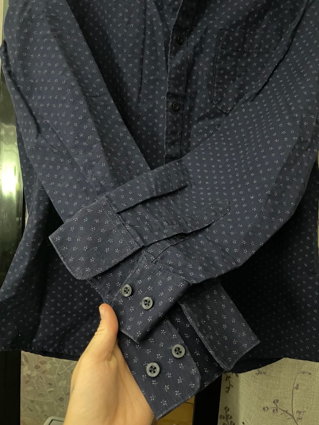 1901 Regular Fit Long Sleeve Shirt Size L Fairview Wash Blue Micro Dot 7