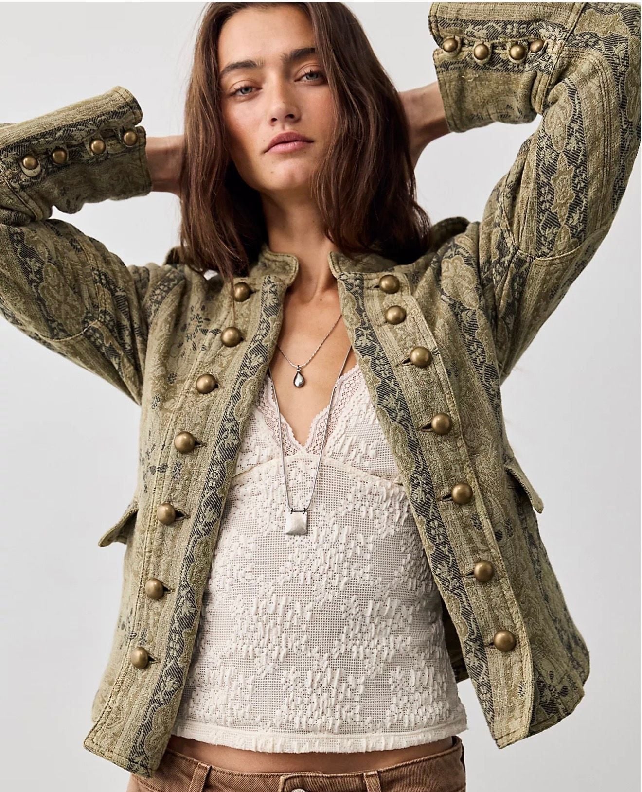 Free People Lotty Jacquard Band Jacket size Small 2