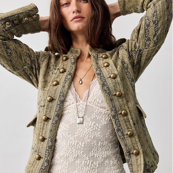 Free People Lotty Jacquard Band Jacket size Small