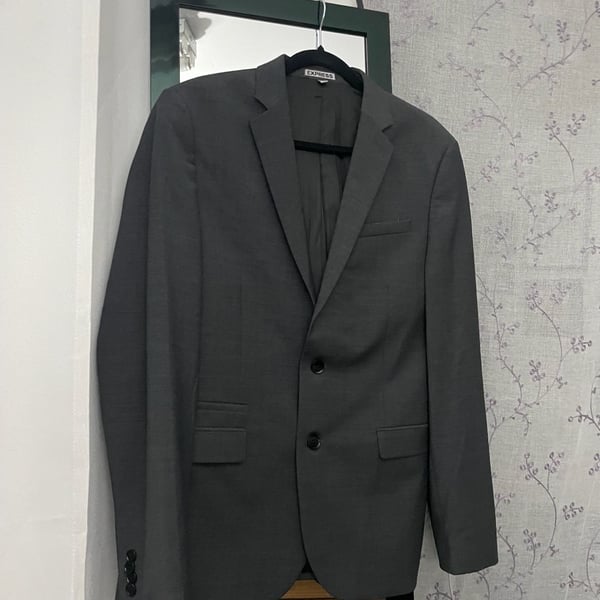 Express Photographer Suit Jacket Gray Fitted