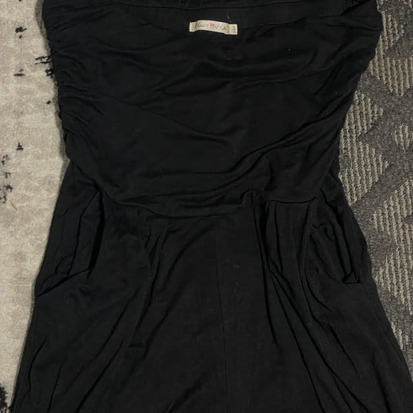 Heart & Hips Jumpsuit Size L Black Strapless Bandeau Ruched Pockets
