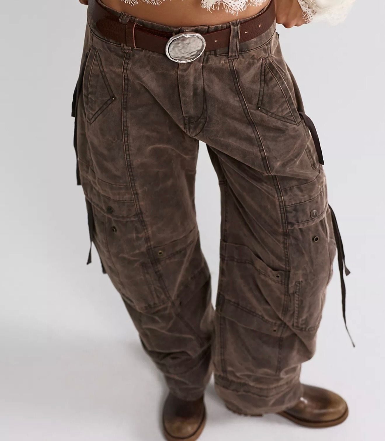 Free People Murray Flight Pants Brown Cargo’s Size 8 2